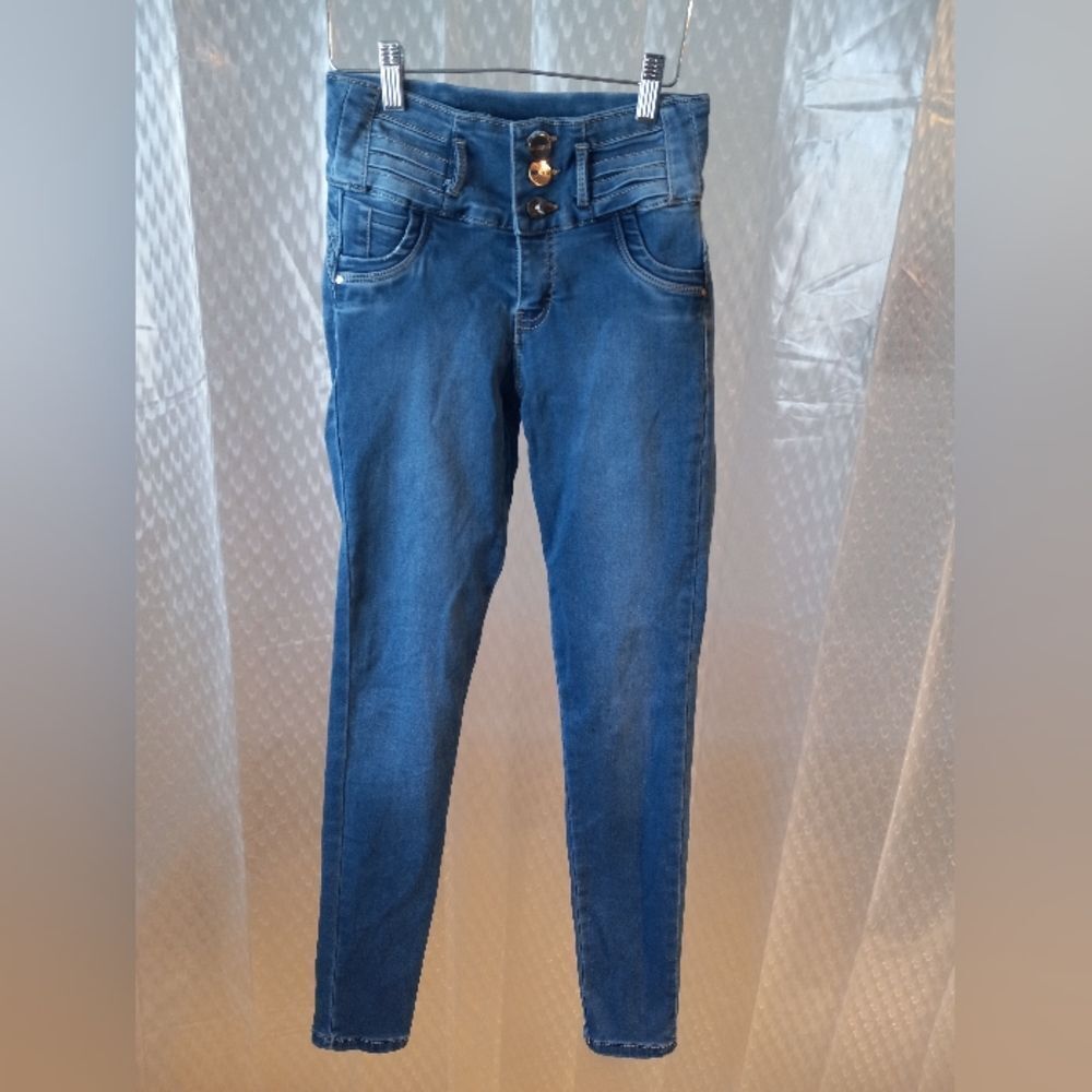 Bogota Jeans Fade Blue Tush Push Colombian Designed Skinny Jeans Sz 5
